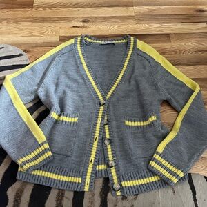 Zara Gray and Yellow Women's Cardigan